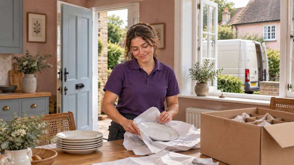Our packer carefully wrapping china, ready for the move